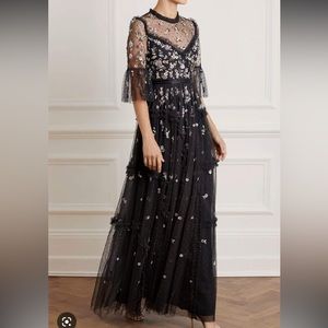 Needle & Thread London Shimmer Ditsy Long Sleeve Gown
Black
